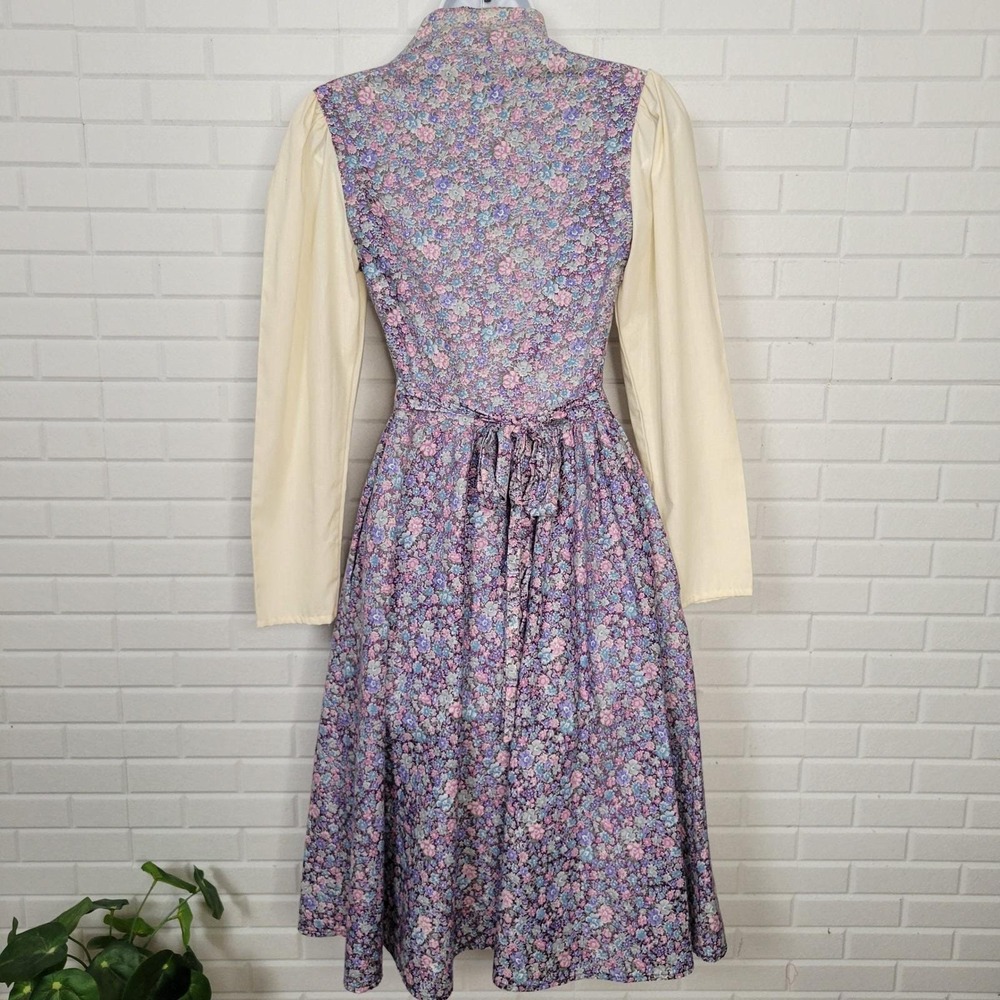 Vintage 70s Gunne Sax Prairie Midi Dress XS Cottagecore Romantic Long Sleeve - Picture 3 of 11